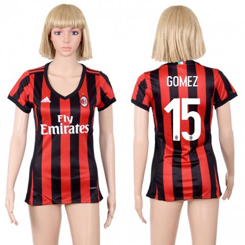 Women's AC Milan #15 Gomez Home Soccer Club Jersey - Click Image to Close